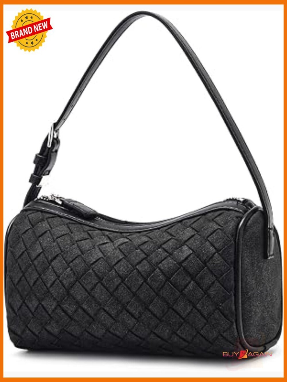 Vegan Leather Suede Woven Barrel Crossbody Mini Purse